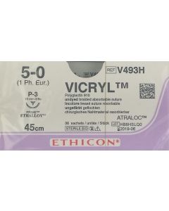 Ethicon Vicryl 5-0 45cm nld P-3 V493H 