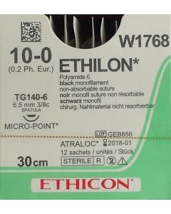 Ethicon Ethilon 10-0 zwart 30cm nld TG140-6 W1768